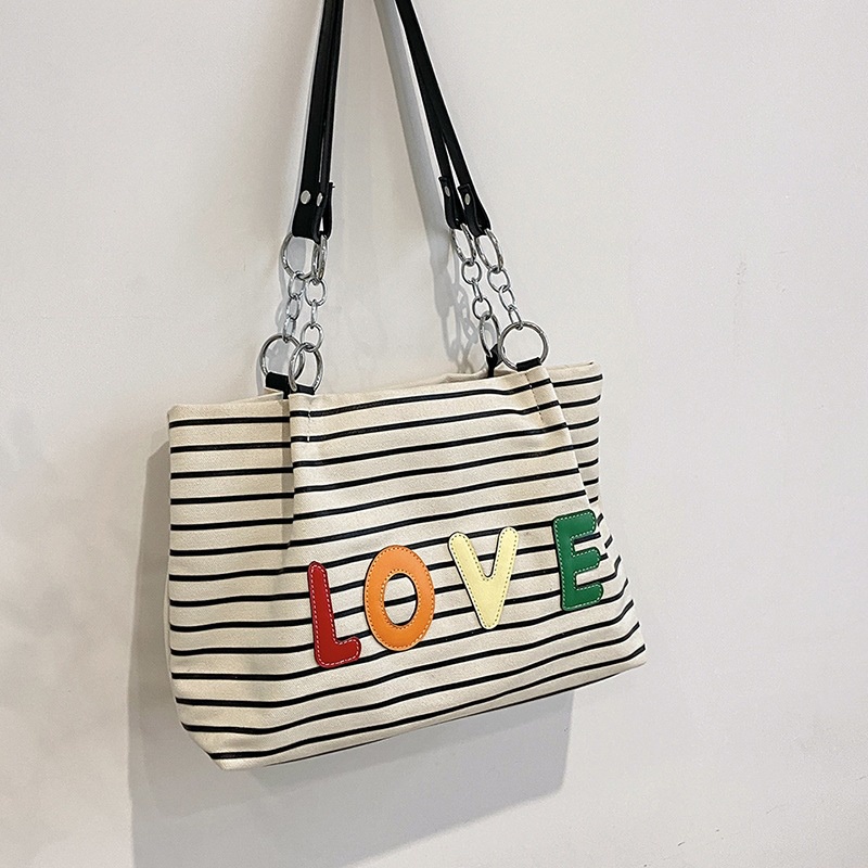 IELGY Túi Đeo Vai Bằng Vải canvas Cỡ Lớn In Chữ Thời Trang Cho Nữ