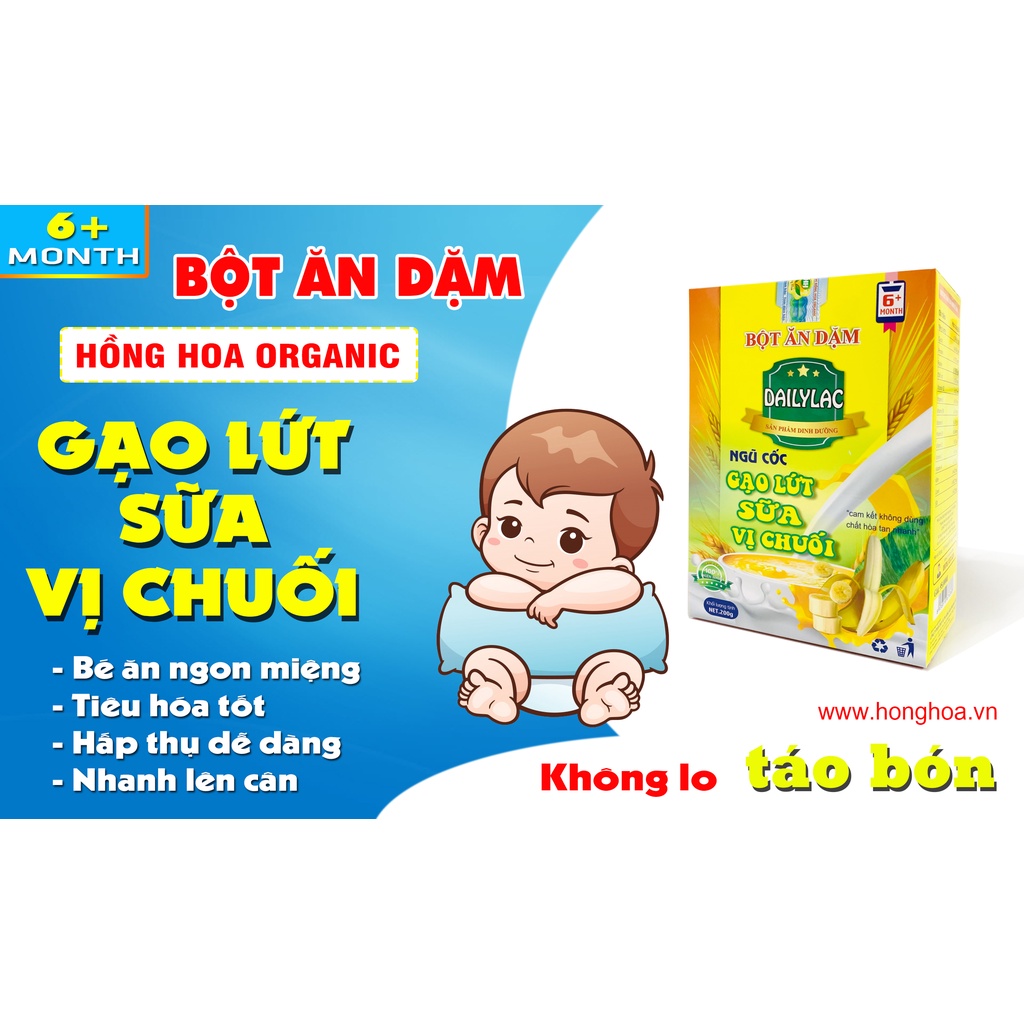 Bột Ăn Dặm DAILYLAC Vị Chuối - Hồng Hoa Organic