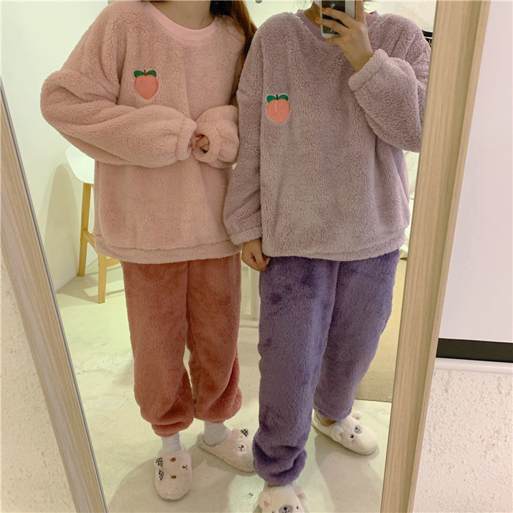 Set Pajamas Áo Dài Tay Cổ Bẻ + Quần Dài Cho Nữ