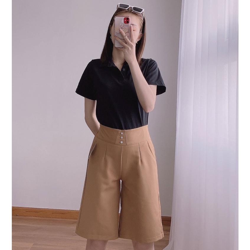 Quần ngố nữ ống rộng ♻️VẢI ĐẸP SANG CHẢNG♻️ Quần lững ống rộng nữ 3 nút [ mẫu 01]