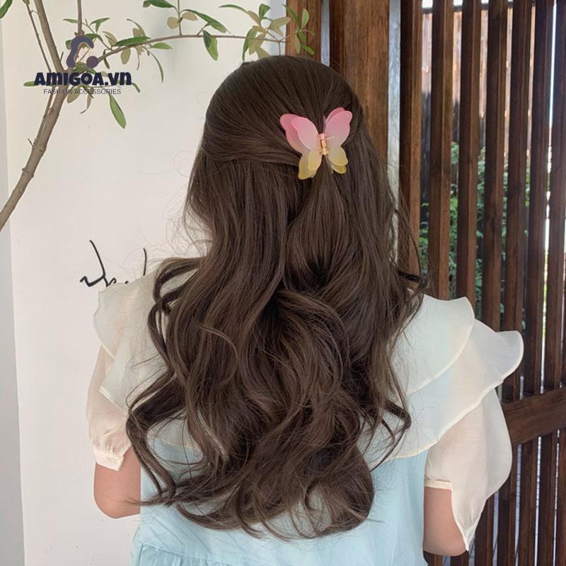 Kẹp Tóc Hình Bướm Hai Lớp Màu Sắc Gradient Dành Cho Nữ