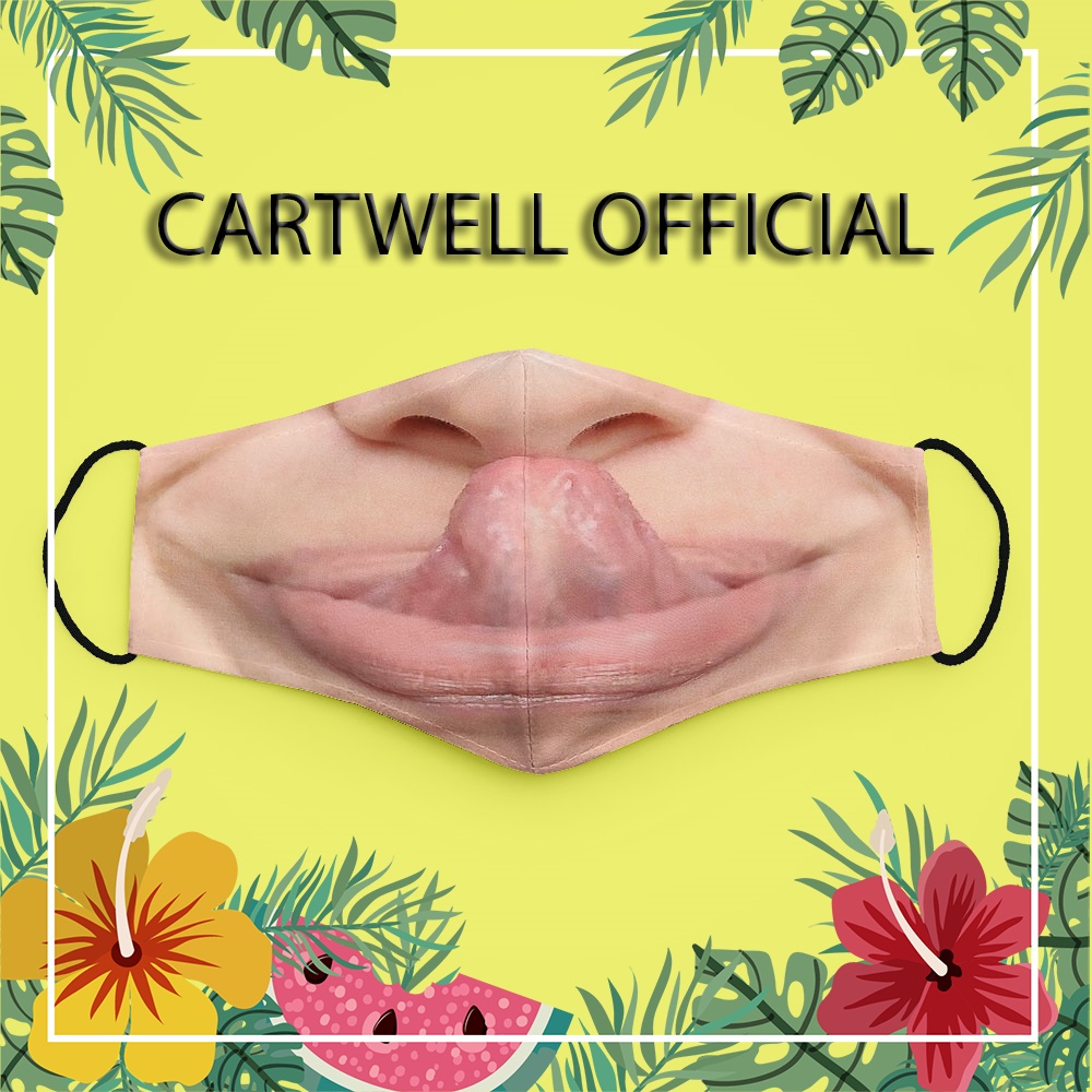Khẩu trang in 3d vui nhộn chế tấu hài độc lạ miệng mặt người 162 CARTWELL thoáng khí phòng ô nhiễm chống nắng dành cho n