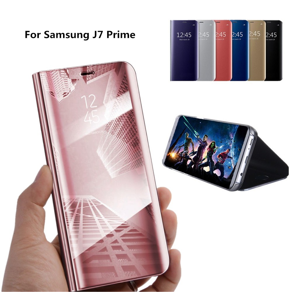 For Samsung J7 Prime/On7 2016 Flip Clear View Mirror Phone Case
