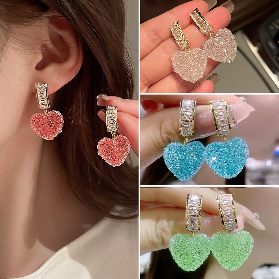 Khuyên tai RINHOO FRIENDSHIP thiết kế hình trái tim ngọt ngào đáng yêu thời trang Hàn Quốc cho nữ