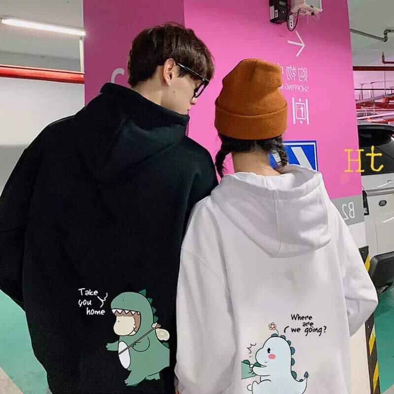 Áo đôi hooidie khủng Long kéo bạn túm đuôi HT12