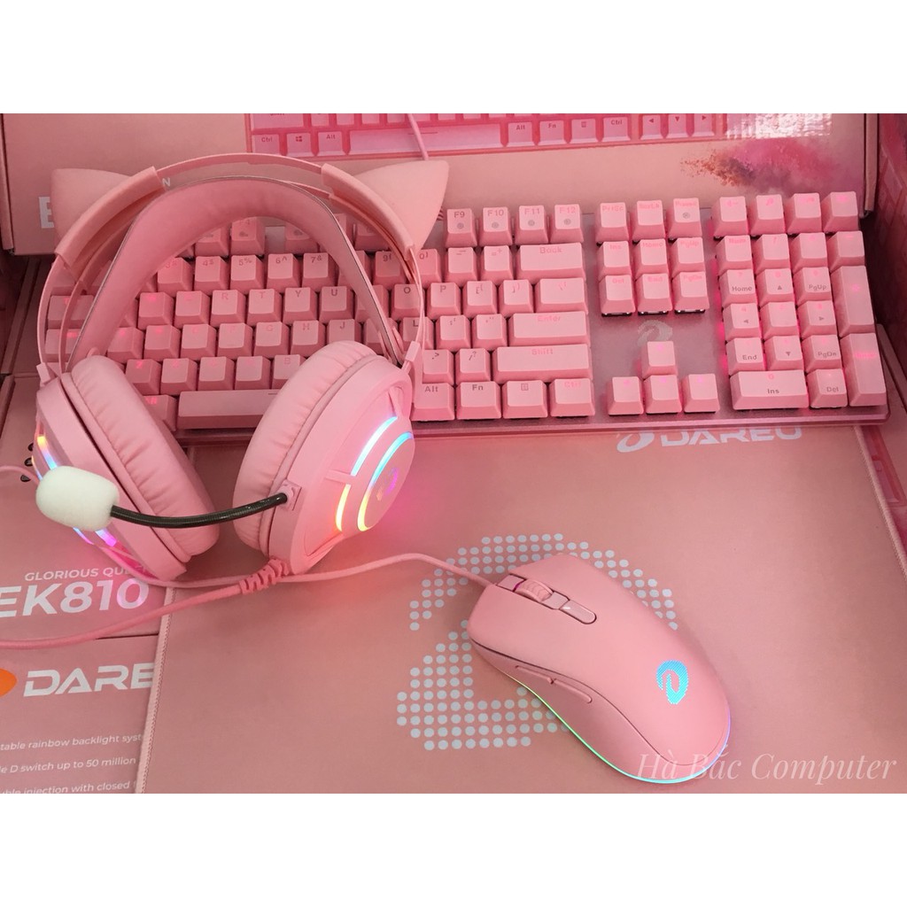 Bàn Phím Cơ DAREU EK810 PINK - Led Pink (USB/Red switch) - Bảo Hành Chính Hãng - Pk Máy Tính