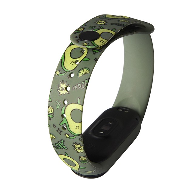 Vòng đeo tay đồng hồ hình trái bơ bằng silicon cho Xiaomi Mi Band 6 5 4 3