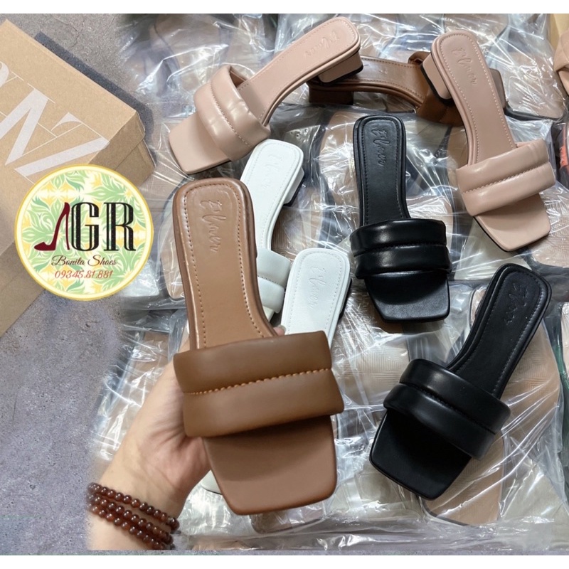 Guốc bản phồng viền giữa gót vuông 2 cm (hàng đẹp)