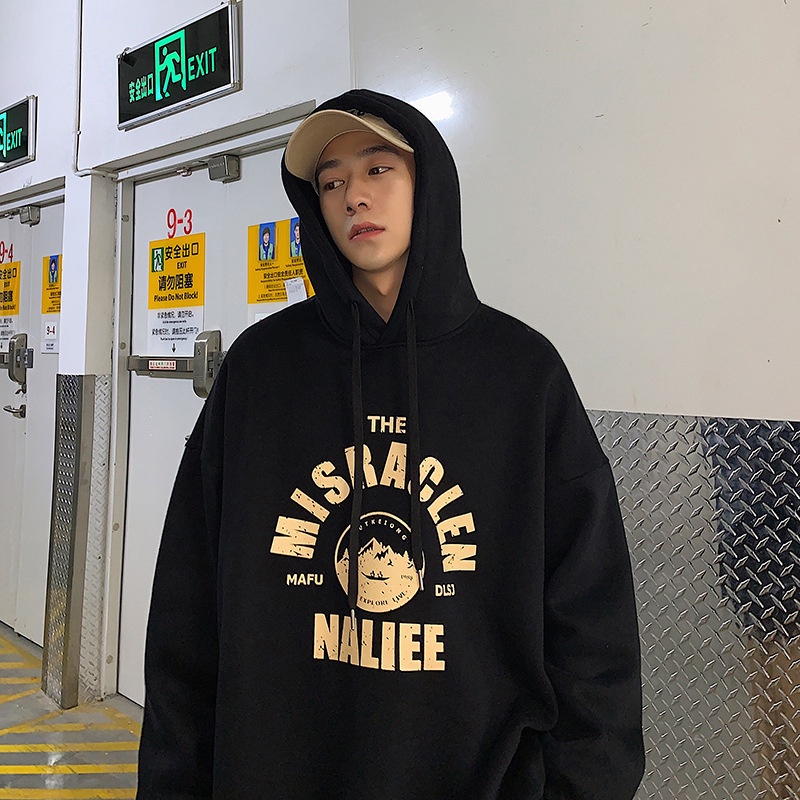 Áo hoodie AOKANG dáng rộng lot nhung phong cách Hàn Quốc thời trang mùa thu dễ phối đồ cho nam