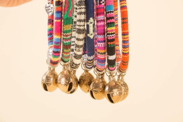 Vòng cổ thổ cẩm handmade cao cấp kèm chuông cho cún,mèo