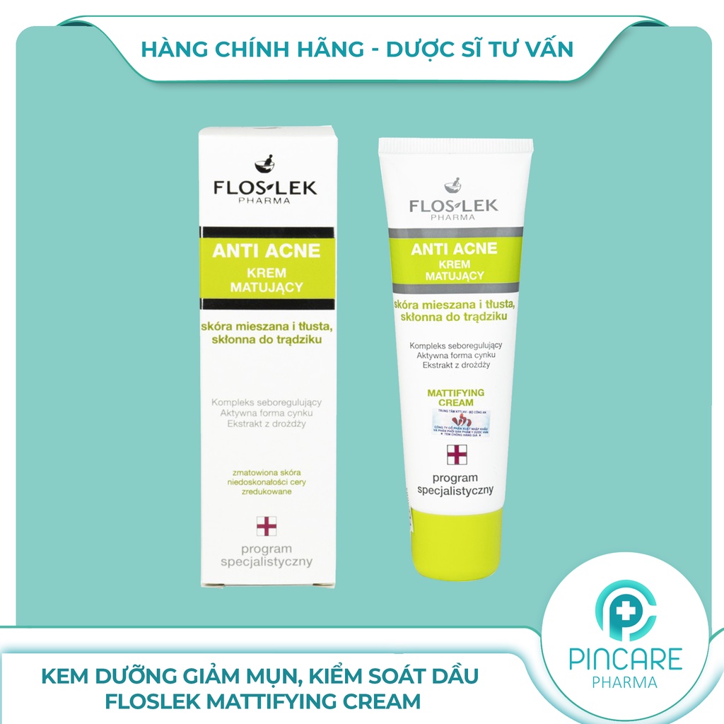 Kem dưỡng giảm mụn, kiểm soát dầu Floslek Mattifying Cream - Hàng chính hãng - Nhà thuốc PinCare