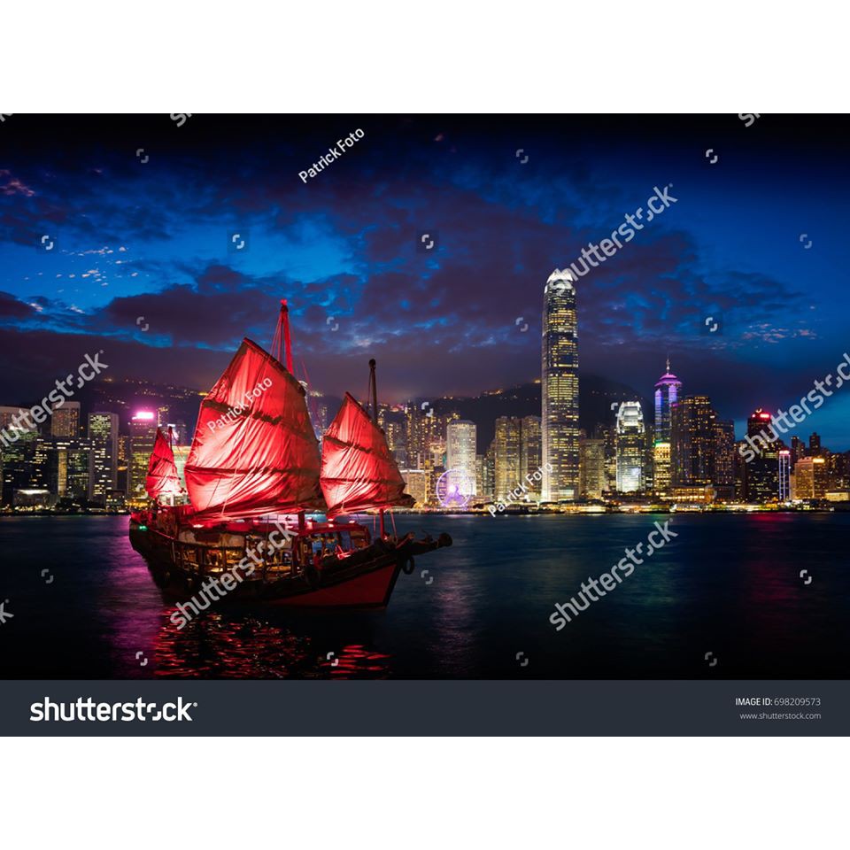 Tranh lụa 3d Hồng Kông Đường Phố Kích Thước 1,5m x 2m HKĐP05