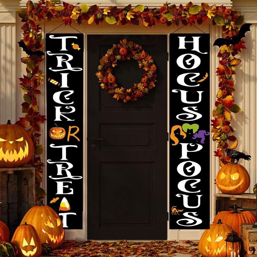 1 Cặp Cờ Treo Họa Tiết Bí Ngô Halloween Trang Trí Cửa Trước Hoặc Lễ Hội
