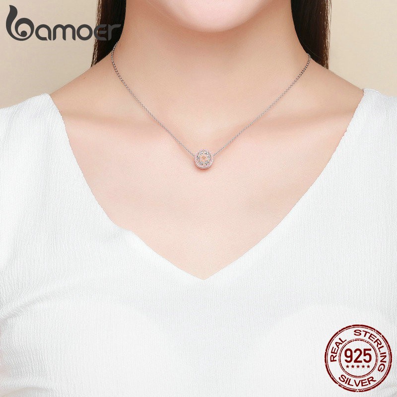 Hạt Trang Sức Bamoer Điêu Khắc Họa Tiết Hoa Đính Đá Zircon Thanh Lịch