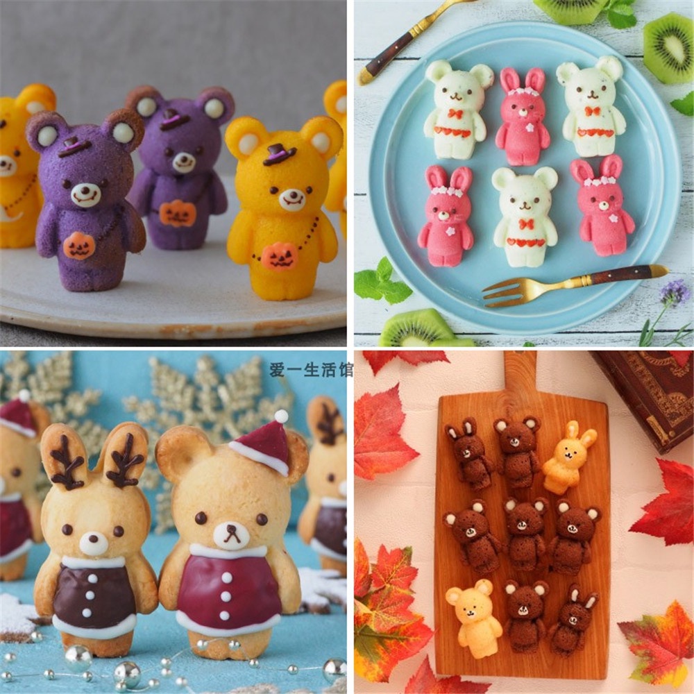 Khuôn Silicone Làm Bánh Kẹo Hình Thỏ/Gấu Hoạt Hình Nhỏ Xinh