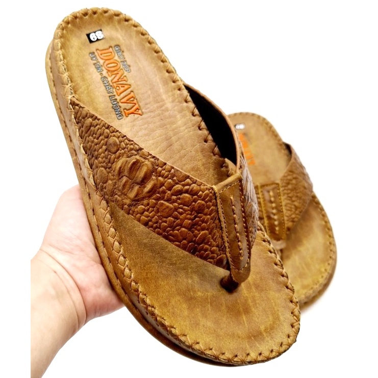 Dép kẹp nam da bò thật 100%, dép xỏ ngón nam cao cấp bảo hành 12 tháng shop kinson - Kẹp Bọ Xít