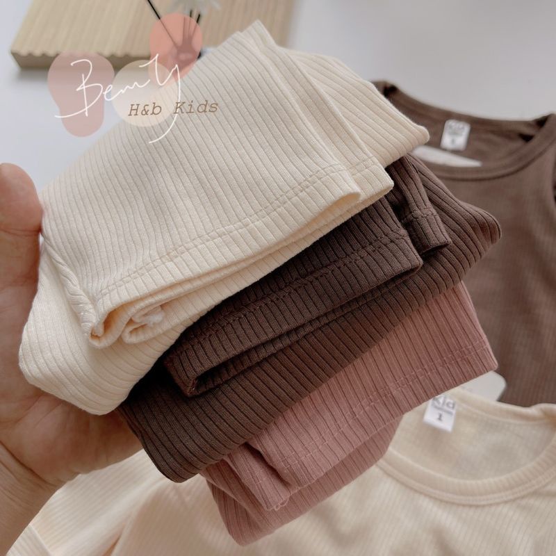 Bộ tăm cotton bé gái dài tay Đồ bộ cho bé mặc thu đông 1 2 3 4 5 6 tuổi