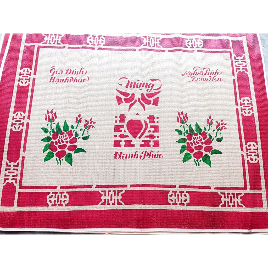Chiếu Cói In Hoa Loại Đặc Biệt 1m2 x 1m9 100%Tự Nhiên
