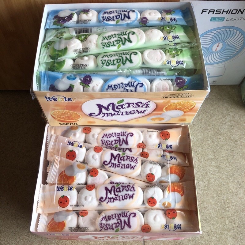 sỉ hộp 30 gói kẹo dẻo bánh bao mashmallow có nhân