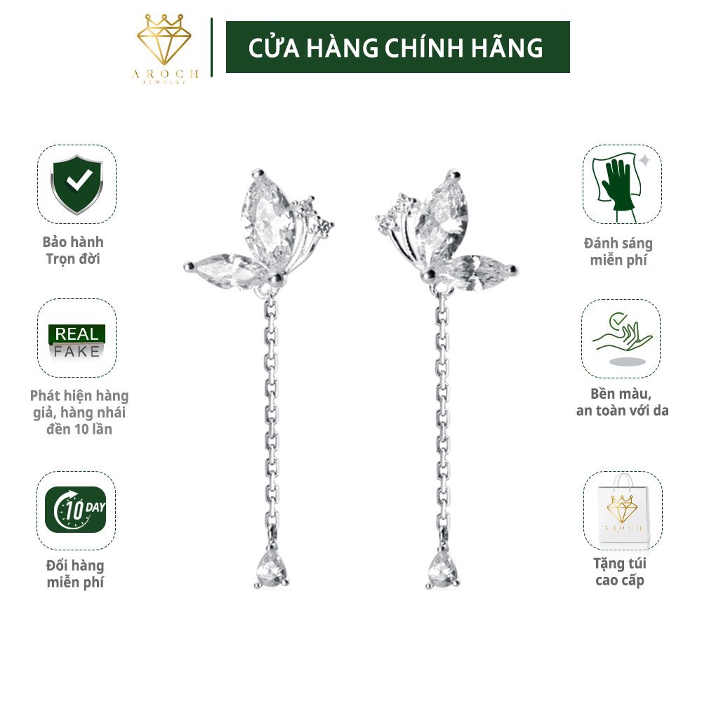 Khuyên Tai Bạc Ý S925 Hoa 2 Cánh Tinh Tế G2595 - Aroch Jewelry