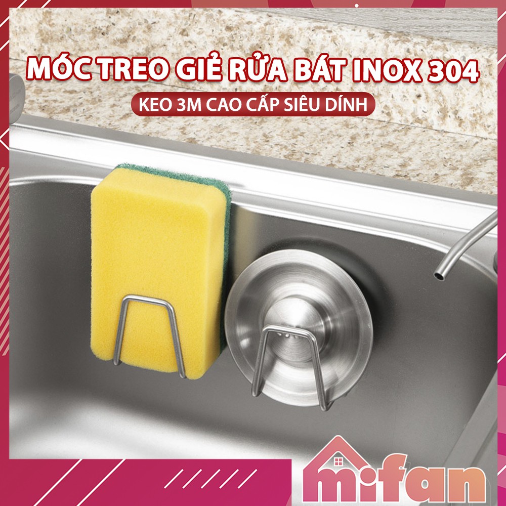 Móc Dán Tường Inox 304, Keo 3M Cao Cấp MIFAN - Treo Miếng Rửa Bát, Thớt, Vung Xoong Nồi, Dụng Cụ Bếp, Đồ Nhà Tắm