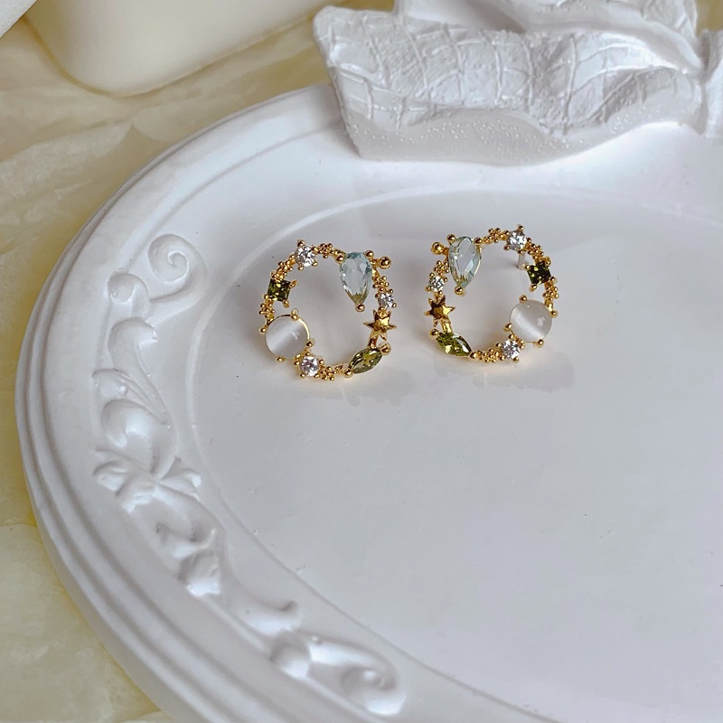 Hoa tai hàn quốc hoa tai kim cương lấp lánh hoa tai vòng hoa