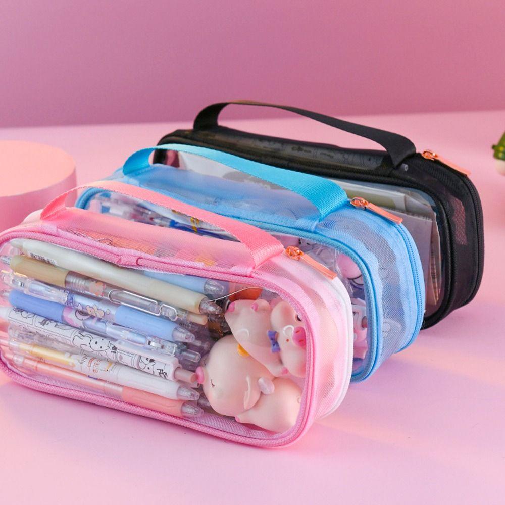 PISTA Túi Đựng Bút Bằng PVC Sức Chứa Lớn Tiện Dụng Giá Đỡ