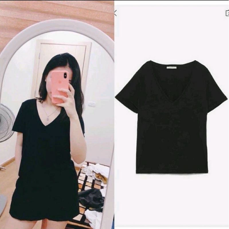 ÁO THUN NỮ CỘC TAY CỔ TIM Z.RA 🍒 ÁO PHÔNG TRƠN CHẤT COTTON CAO CẤP