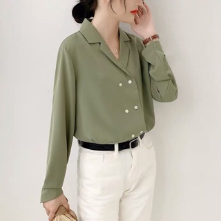 Áo sơ mi cổ vest 2 hàng cúc