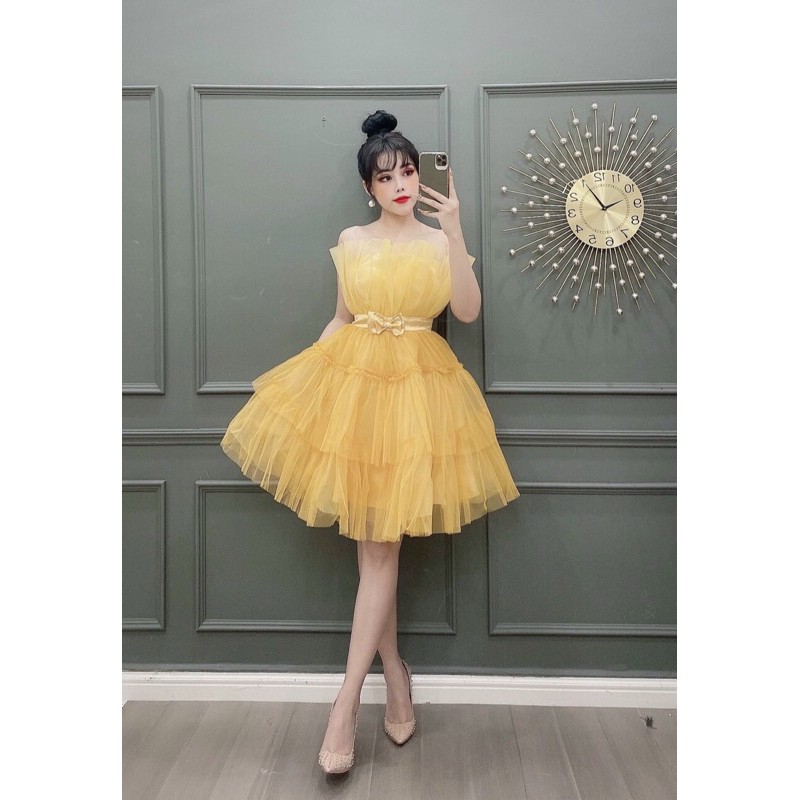 đầm xoè phồng cúp xếp ( ảnh và video thật 100%)