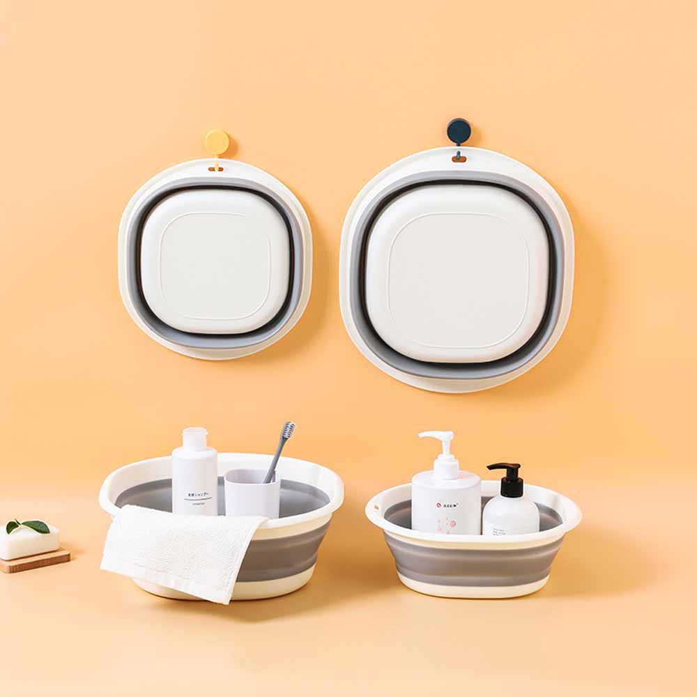 Thau Gấp Gọn, Chậu Xếp Gọn Silicon Thông Minh 2in1 Thau Rửa Mặt Gấp Gọn Tiện Lợi Đa Năng 88331