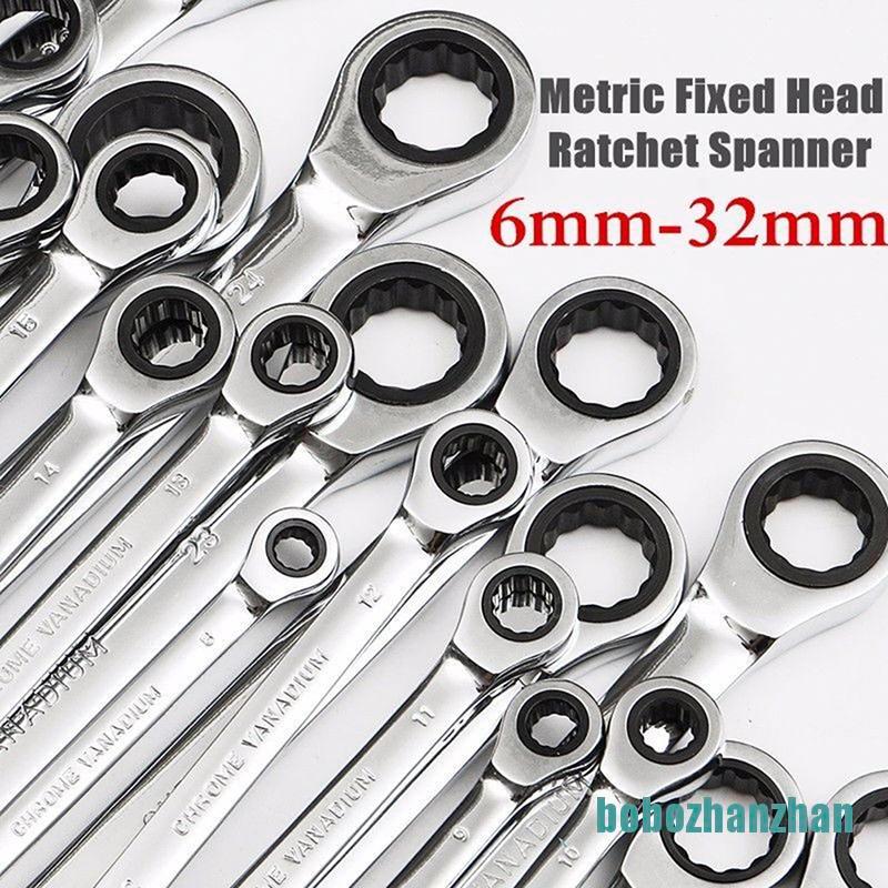 [bobozhanzhan]6mm-32mm Steel Metric Fixed Head Ratchet Spanner Gear Wrench Hand Nut Tools