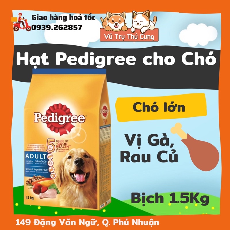 [Mã PET50K giảm Giảm 10% - Tối đa 50K đơn từ 250K] Hạt Pedigree cho Chó con, chó lớn, bịch 1.5Kg