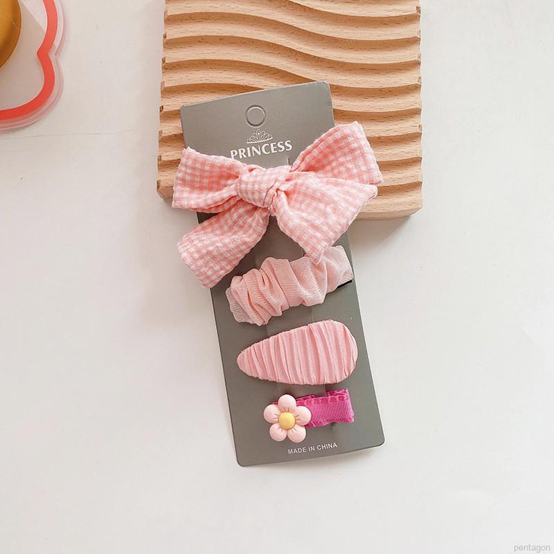 Set 4 Kẹp Tóc Vải Màu Sắc Ngọt Ngào Cho Bé Gái