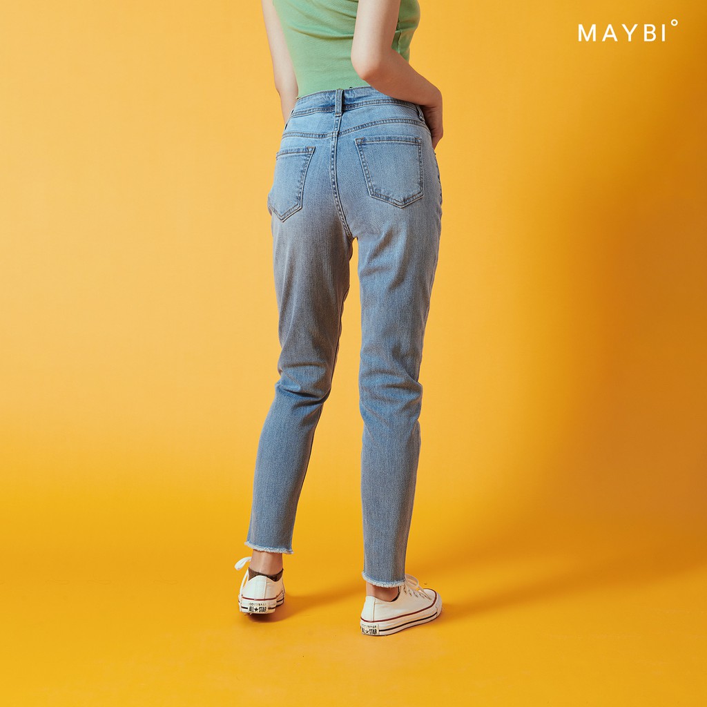 MAYBI - Quần boyfriend jean xanh nhạt