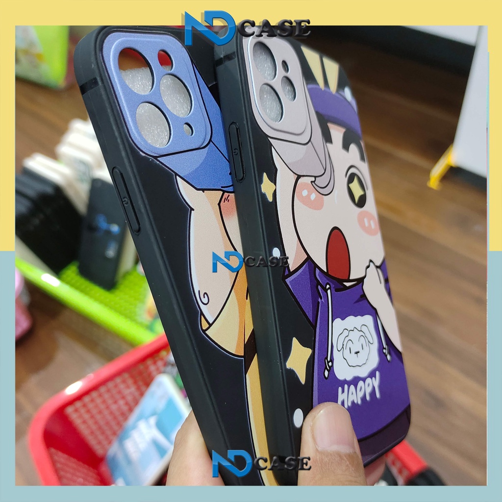 Ốp lưng iPhone Shin cậu bé bút chì cạnh viền vuông silicon dẻo bảo vệ camera cho 6s/7/8/X/XR/XS/11/12/13/14 Pro Plus Max