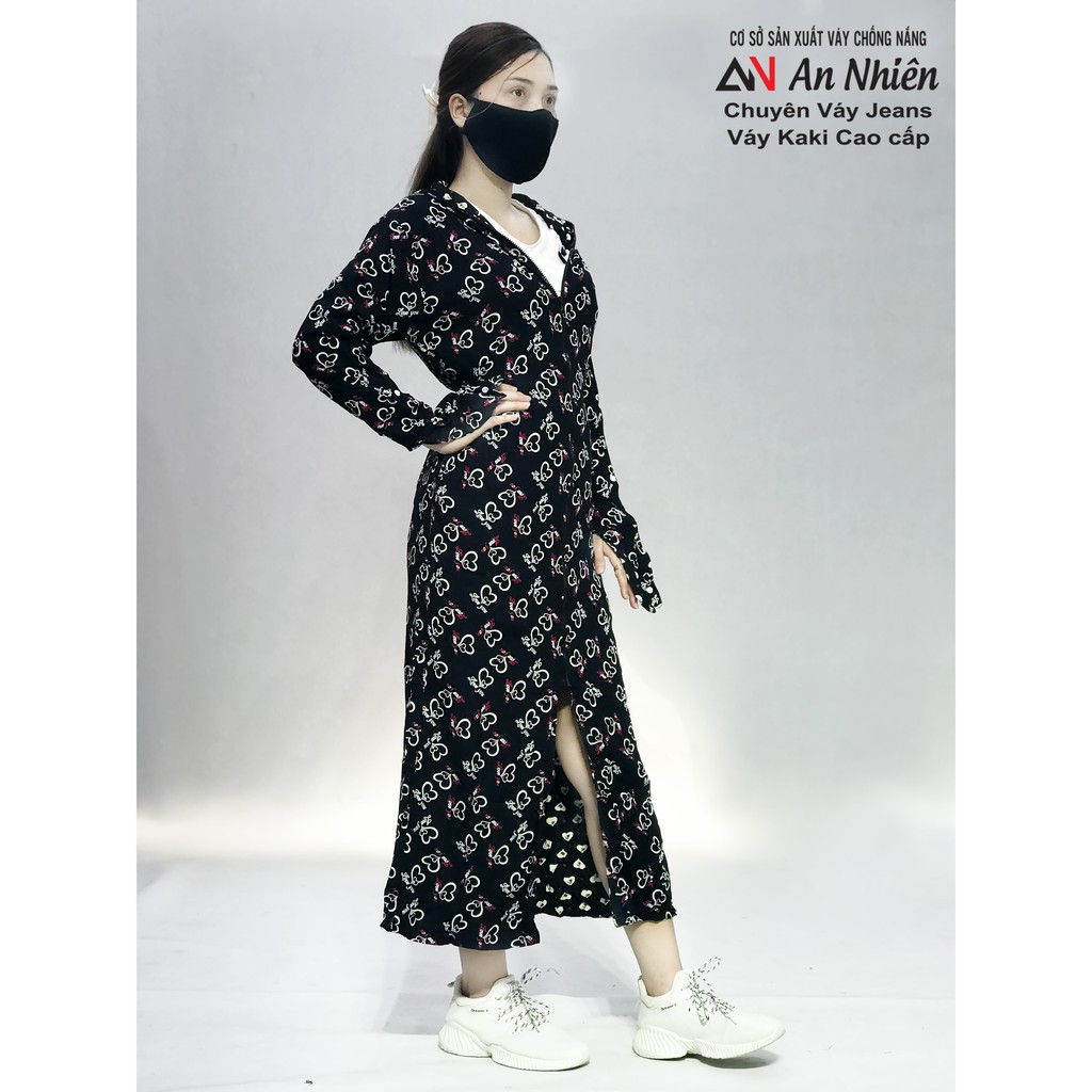Váy chống nắng toàn thân 2 mặt form dáng đẹp xèo rộng dài phủ hết chân + khẩu trang [được chọn mẫu]