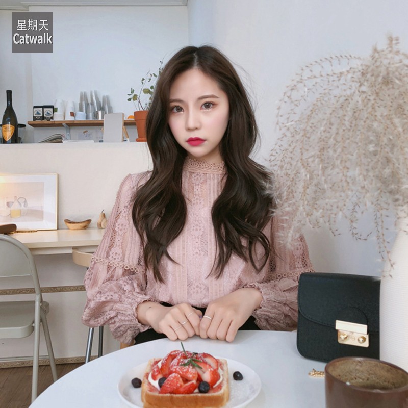 Áo sơ mi ren kiểu dài tay Emilyshop ulzzang