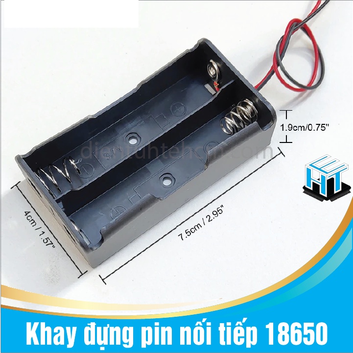 Khay đựng pin nối tiếp 18650 hàn sẵn dây điện - 1 cell / 2 cell / 3 cell / 4 cell
