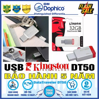 USB Kingston 32GB/16GB – DataTraveler DT50 – Vỏ thép nguyên khối – Chịu va đập – Kháng nước – CHÍNH HÃNG – BH 5 năm