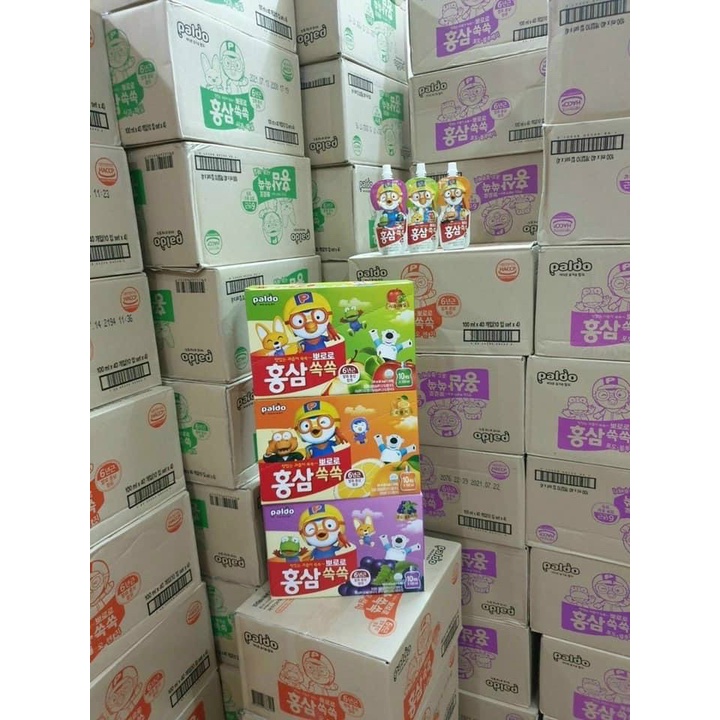 Nước Hồng Sâm Hoa Quả Paldo Pororo Hàn Quốc Túi 100ml