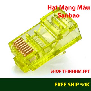 Hộp 100 Chiếc Hạt Mạng Màu RJ45 Sanbao Loại Tốt - Hạt Mạng Đủ Màu Tốt Để Chia Đường Mạng - HÀNG CHẤT LƯỢNG CAO