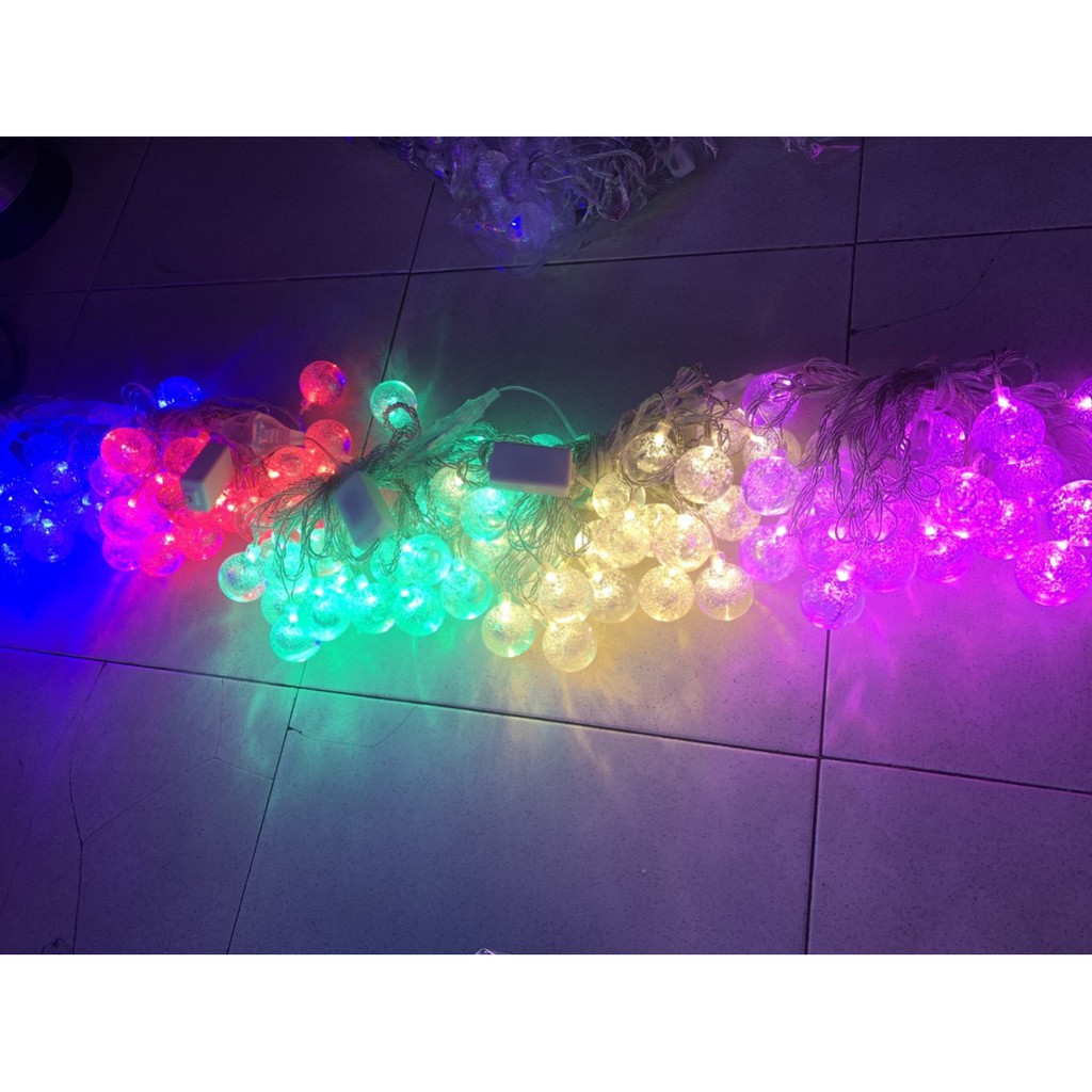 Dây Đèn Led Trang Trí Cherry Ball Bi Bọt Dài 10M 46 Bóng Pha Lê Decor Quán Cafe, Sân Vườn, Quấn Cây