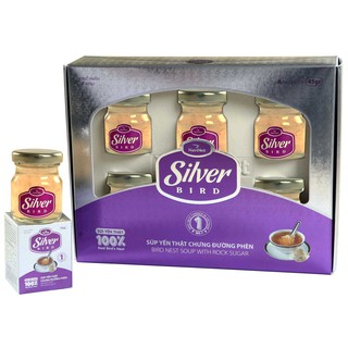 Hộp quà yến sào Silver bird - nước yến sào chưng đường phèn sợi yến thật 100% - (5 hũ*72 tặng 1 hũ)- nhãn hiệu NutriNest