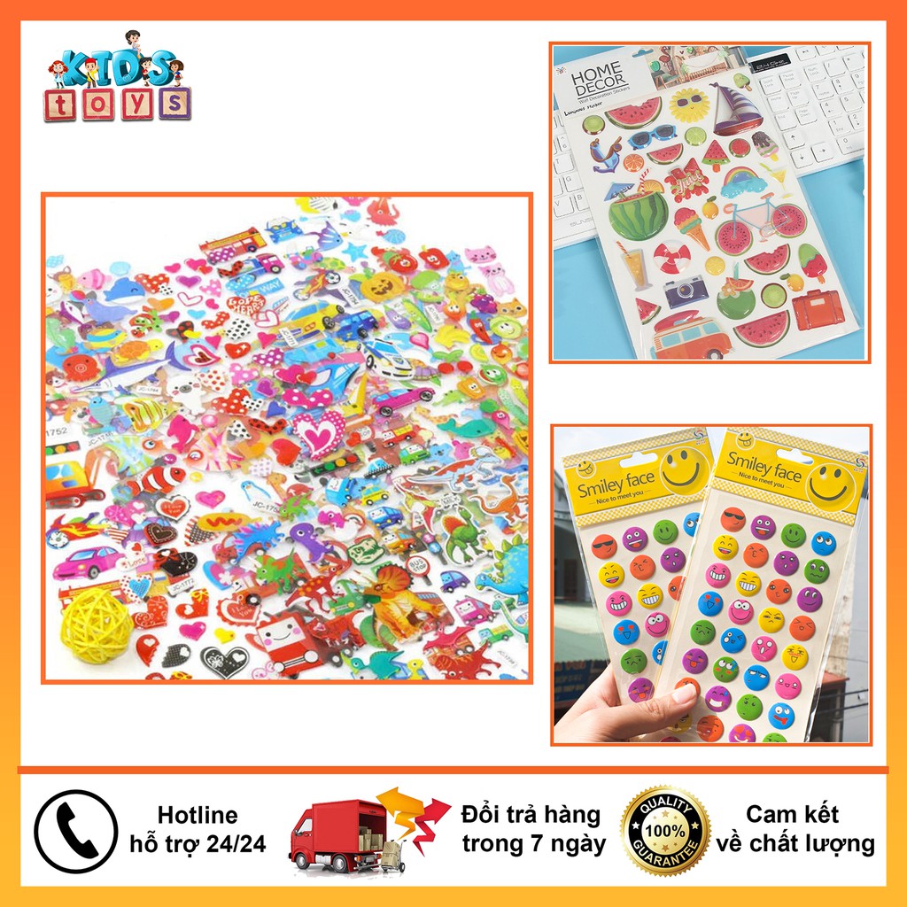 Sticker 3D biểu cảm cho bé, hình dán icon ngộ nghĩnh, nhiều mẫu chất liệu PVC chống nước, không mùi