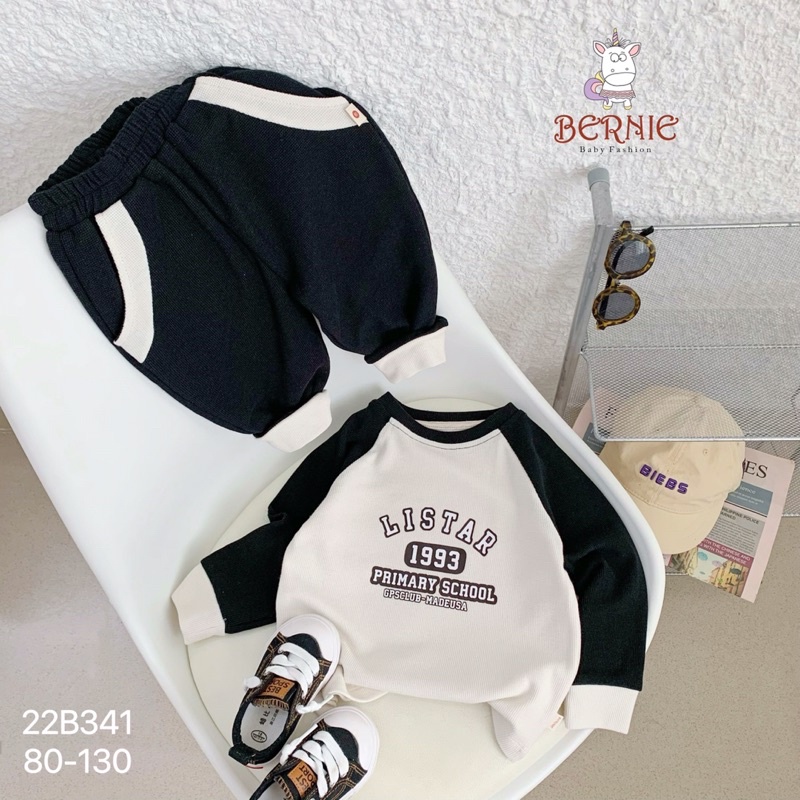 Bộ quần áo thu đông dài tay tổ ong Listar 1993 cho bé trai, gái chuẩn hãng Bernie