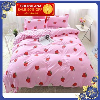 Bộ ga gối 1m2 mẫu dâu hồng