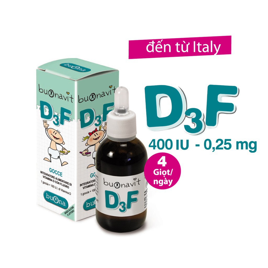 Buonavit D3F - Bổ sung Vitamin D3 và Flo, giúp duy trì cấu trúc xương và răng, tăng tạo khoáng men răng