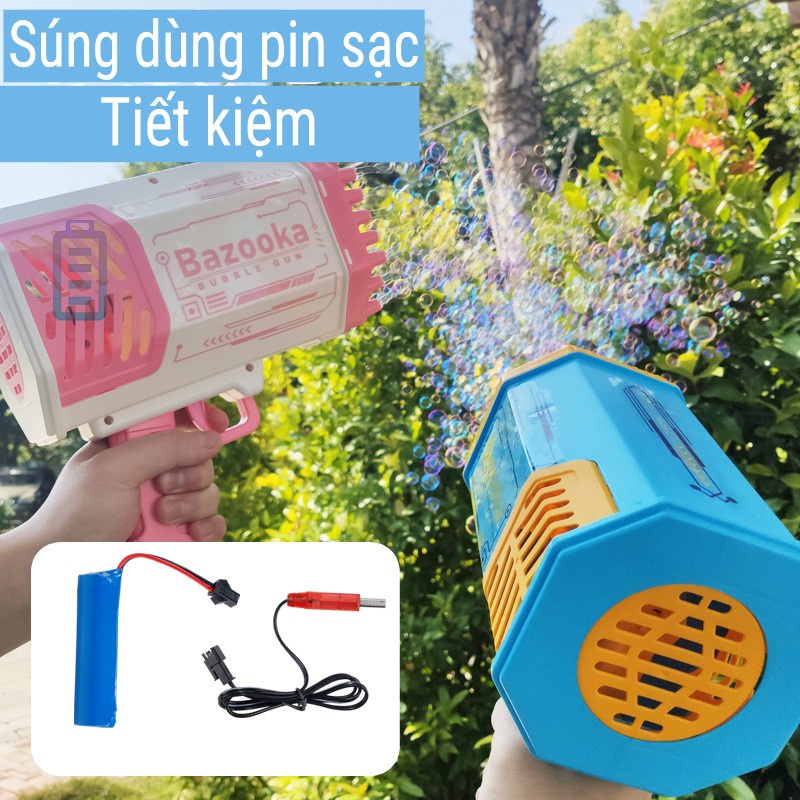 Súng bắn bong bóng khổng lồ Bazooka 36 nòng lớn chạy pin sạc tiết kiệm kèm đèn LED