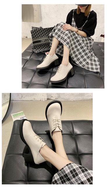 Giày oxford Ulzzang da bóng gót vuông cao 5,5cm | BigBuy360 - bigbuy360.vn